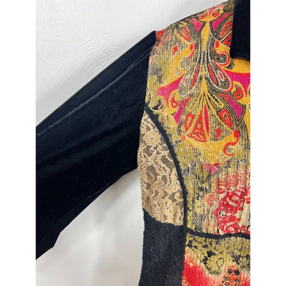 Coldwater Creek Womens Velour Patchwork Lace Paneled Jacket - Picture 2 of 14